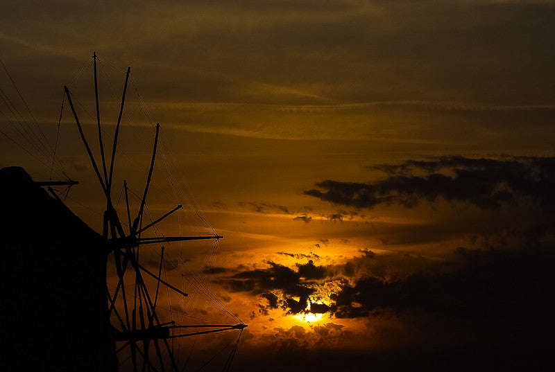 Windmills of the Harbor at Sunset